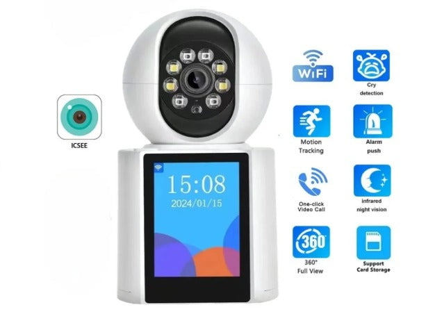 🔍 Cámara de Seguridad con Pantalla – Videollamadas y Protección en Tiempo Real 📸