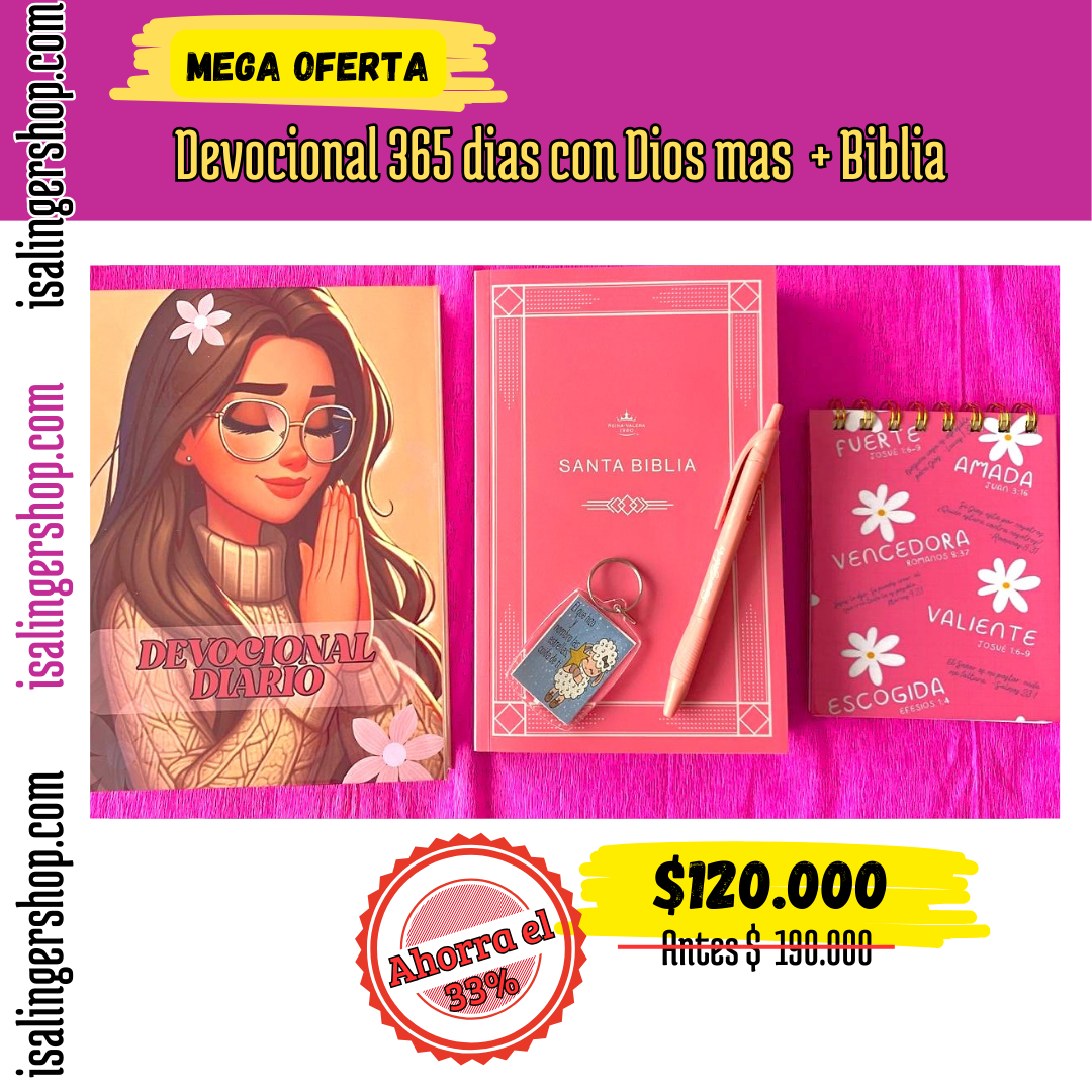 ✨ MEGA OFERTA: Devocional 365 días con Dios + Biblia + Accesorios ✨